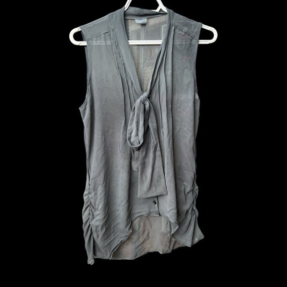 Ladies Sheer Grey Blouse With Tie in Front - Picture 1 of 1